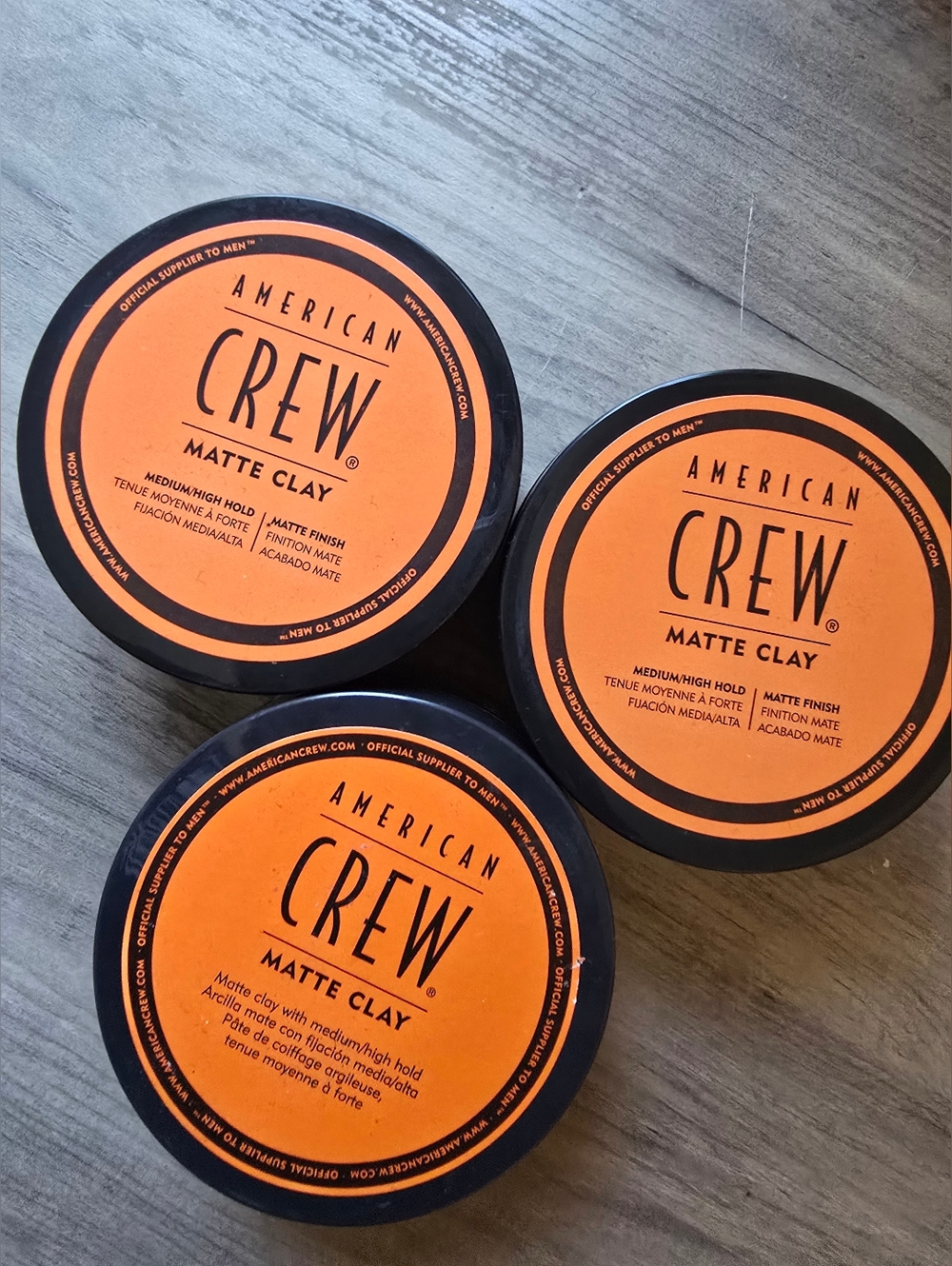 THREE American Crew Matte Clay MENS Style Grooming- Medium Hold Matte Finish